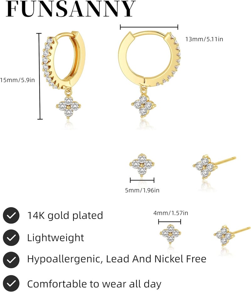 Funsanny Store Gold Ear Cuffs Earrings for Women Non Piercing - Clip on Cartilage Earrings Dainty 14K Gold Sterling Silver Plated Cubic Zirconia Huggie Hoop Earring for Women No Tarnish Trendy Jewelry Set - Image 4